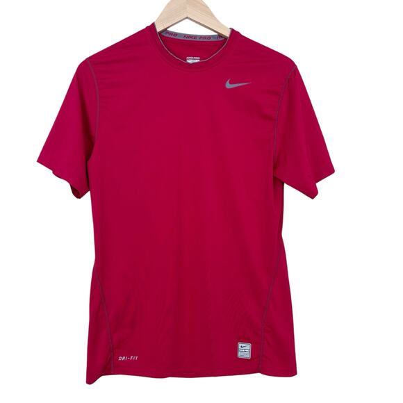 Nike Pro Dri Fit Red Short Sleeve T Shirt Sz M - Picture 1 of 6